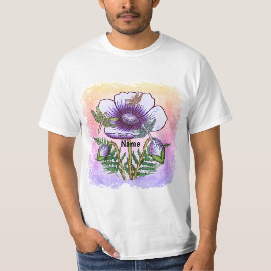 Libelle Paarse Klaproos  T-shirt (Voorkant)