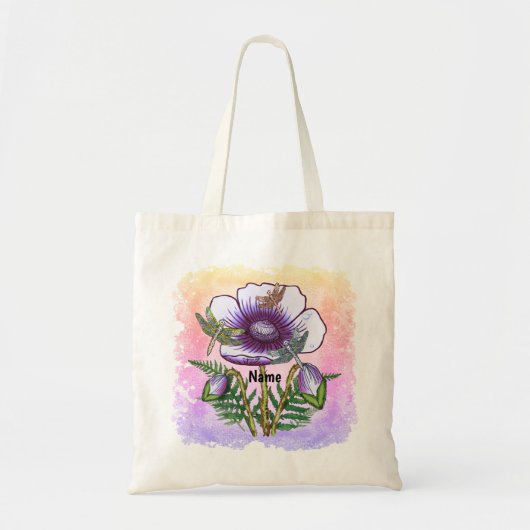 Libelle Paarse Klaproos Tote Bag (Voorkant)