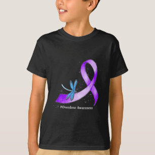 Libelle Paarse Lint Overdosis Bewustzijn Ondersteu T-shirt