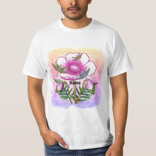Libelle Roze Klaproos  T-shirt (Voorkant)