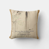 Libelle Roze Waterval Japanse Waterverfschildering Kussen (Voorkant)