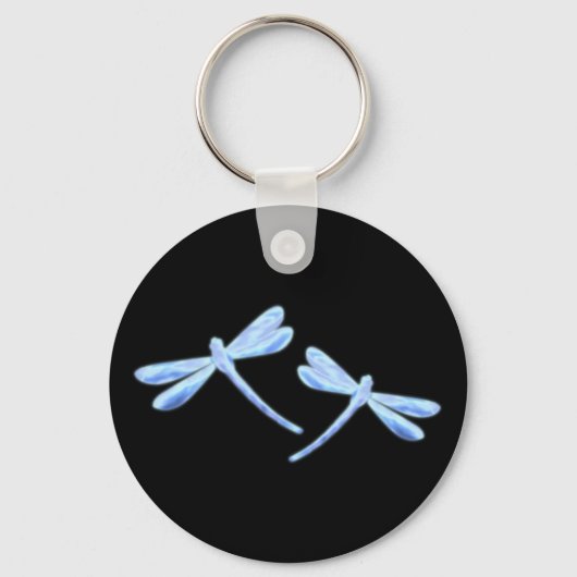 Libelle Sleutelhanger - Ijsblauw Glimtend (Voorkant)