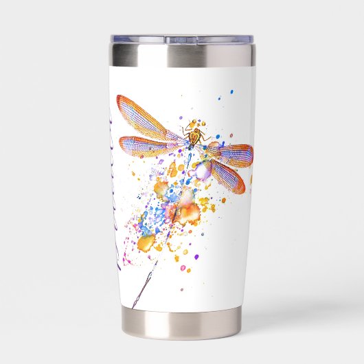 Libelle spat personalized geïsoleerde drinkbeker (Achterkant)