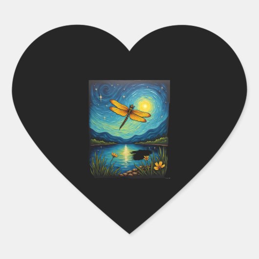 Libelle Starry Night (2) Hart Sticker (Voorkant)