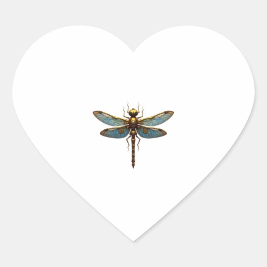 Libelle Stoom Punk Insect Kunst Ingenieur Steampun Hart Sticker (Voorkant)