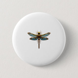 Libelle Stoom Punk Insect Kunst Ingenieur Steampun Ronde Button 5,7 Cm
