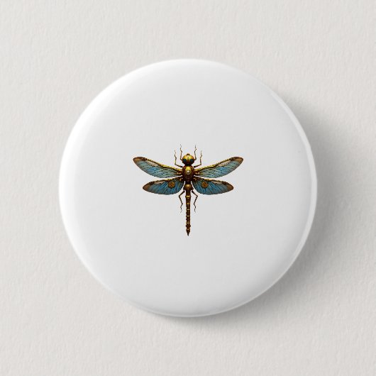 Libelle Stoom Punk Insect Kunst Ingenieur Steampun Ronde Button 5,7 Cm (Voorkant)