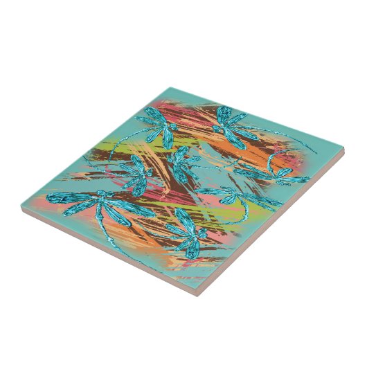 Libelle Turquoise Spatwater Tegeltje (Zijkant)