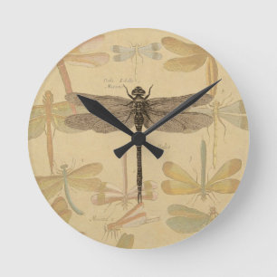 Libelle Vintage Antiek Klassieke Natuur Ronde Klok