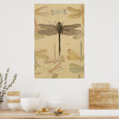 Libelle Vintage Antiek Klassieke Tekening Poster (Keuken)