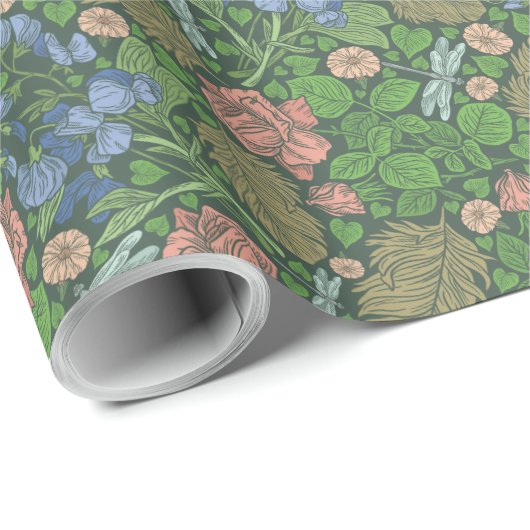 Libelle vliegen in een Engelse tuin Cadeaupapier (Rol Hoek)