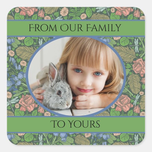 Libelle vliegen in een Engelse tuin Vierkante Sticker (Voorkant)