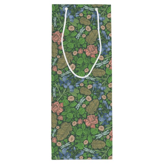 Libelle vliegen in een Engelse tuin Wijn Cadeautas (Achterkant)