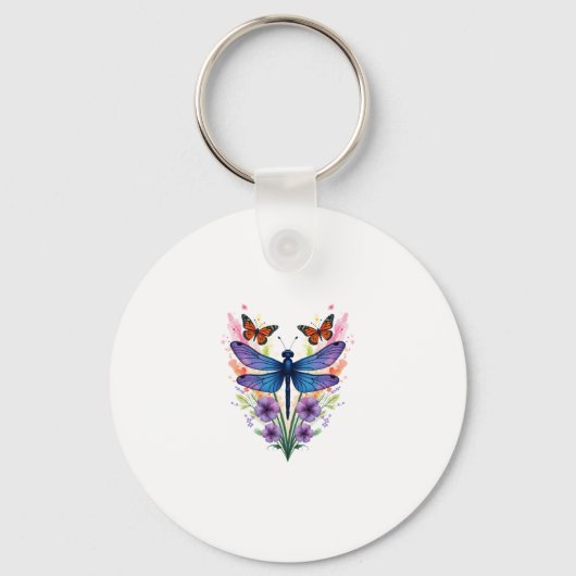 Libelle voor vrouwen Chakra Kleur Bloem Libel Sleutelhanger (Voorkant)