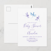 Libelle Waterverf Paars Blauw Baby Shower Briefkaart (Voorkant / Achterkant)