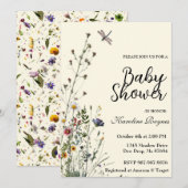 Libelle Wilde Bloem Boho Baby Shower Kaart (Voorkant / Achterkant)