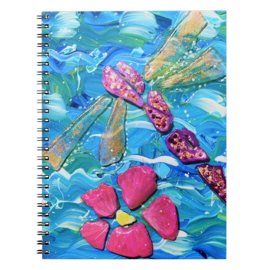 Libelle Zee Glas Mix Media Collage Notitieboek (Voorkant)
