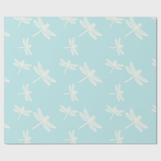  libellen blauwe kunst cadeaupapier (Vlak)