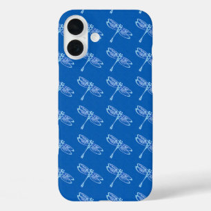 libellen, bleek blauw op denimblauw iPhone 16 plus hoesje