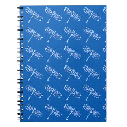 libellen, bleek blauw op denimblauw notitieboek (Voorkant)