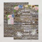 Libellen, Bloemen en Sparkles Baby shower Kaart (Voorkant / Achterkant)