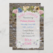 Libellen, Bloemen en Sparkles Baby shower Kaart (Voorkant / Achterkant)