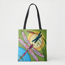 Libellen boven water tote bag