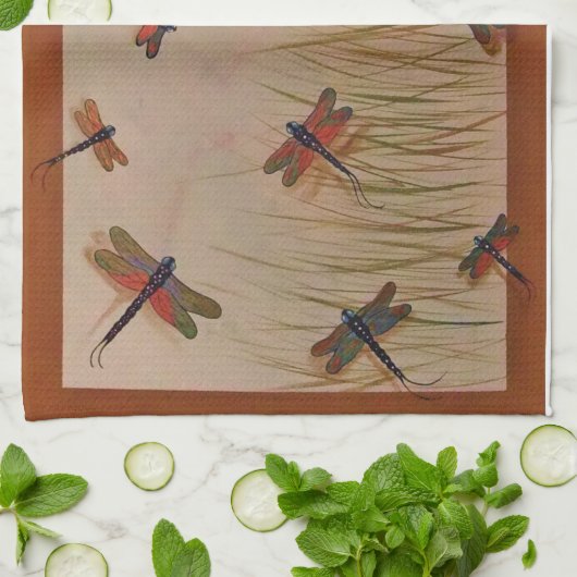 libellen "Dansend in the Marsh"-handdoek Theedoek (Gevouwen)