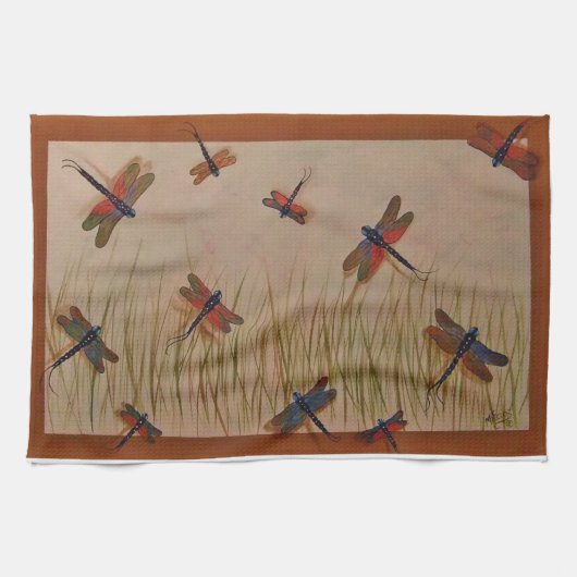 libellen "Dansend in the Marsh"-handdoek Theedoek (Horizontaal)