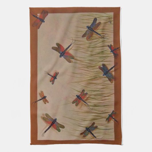 libellen "Dansend in the Marsh"-handdoek Theedoek (Verticaal)