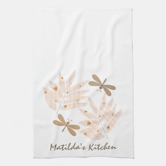  libellen en bladeren theedoek (Verticaal)