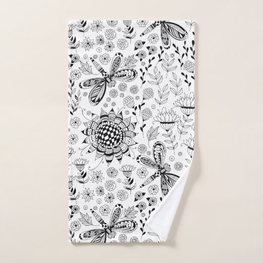 libellen en bloemen bad handdoek (Handdoek)