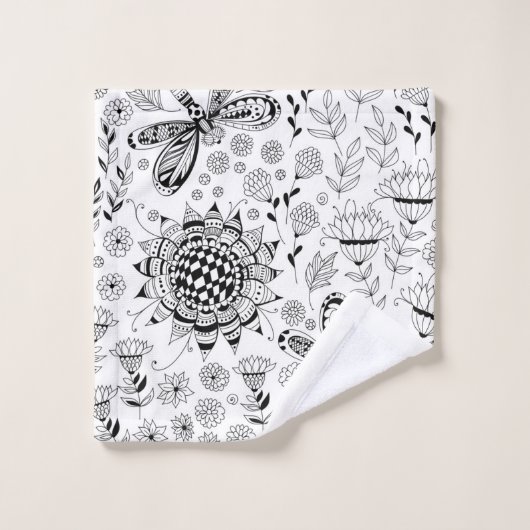 libellen en bloemen bad handdoek (Wasdoekje)
