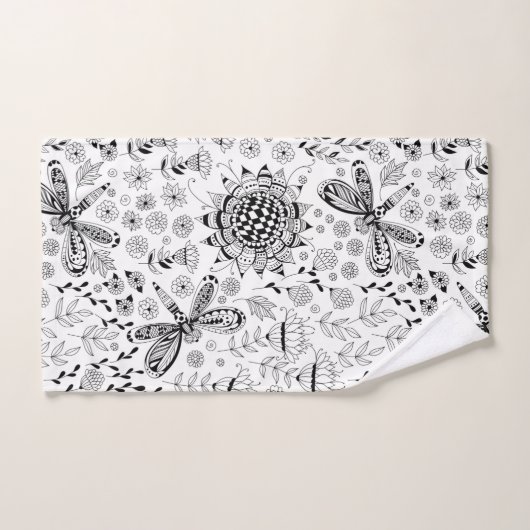libellen en bloemen bad handdoek (Handdoek)