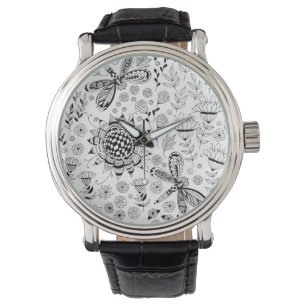 libellen en bloemen horloge