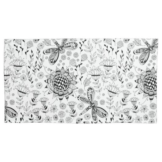 libellen en bloemen kussensloop (Voorkant-Links)