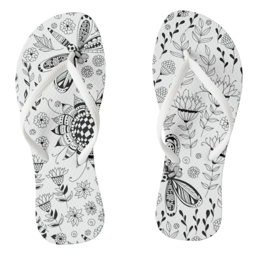 libellen en bloemen teenslippers (Voetbed)