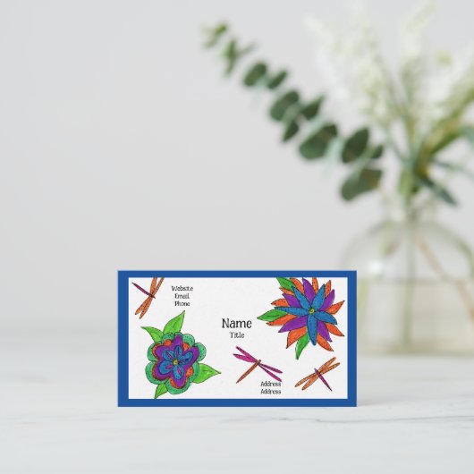 Libellen en bloemen Visitekaartjes (Staand voorkant)