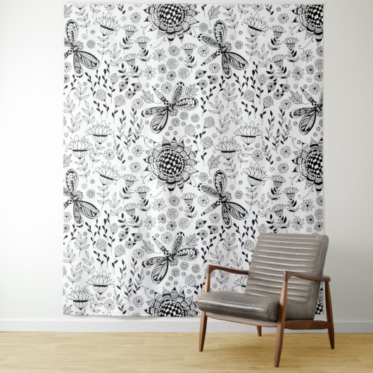libellen en bloemen wandkleed (In situ)