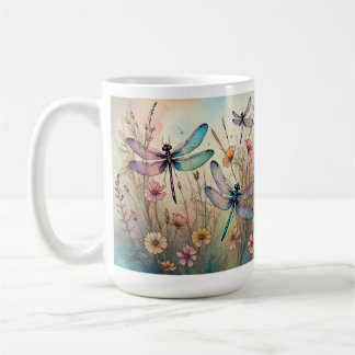 Libellen en bloemen Waterverf Mok, koffiekopje Koffiemok