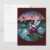 Libellen en Fairy Briefkaart (Voorkant / Achterkant)