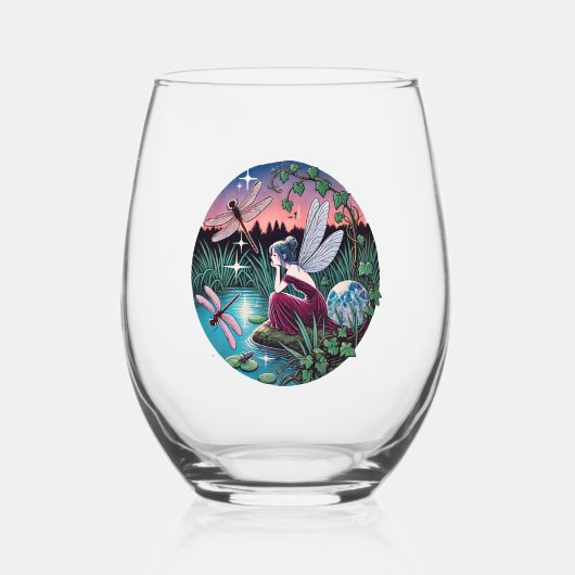 Libellen en Fairy Wijnglas Zonder Voet (Voorkant)