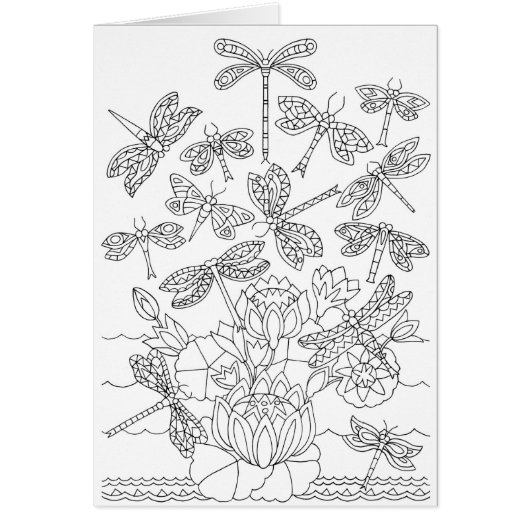 Libellen en lelies kleuren Kaart (Voorkant)