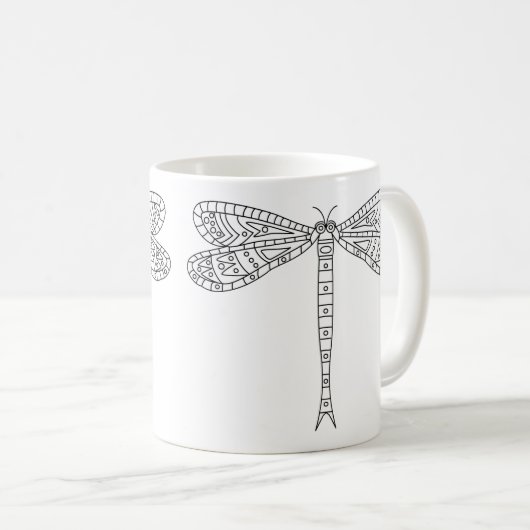 Libellen en lelies Mok 2 om te schilderen (Voorkant rechts)