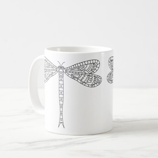 Libellen en lelies Mok 2 om te schilderen (Voorkant links)