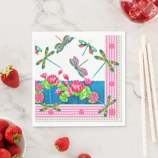 Libellen en lelies Papier servet (Insitu)