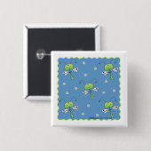 Libellen en madeliefjes vierkante button 5,1 cm (Voorkant /achterkant)