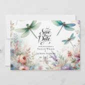 Libellen en Pastel Bloemen Save the Date (Voorkant)