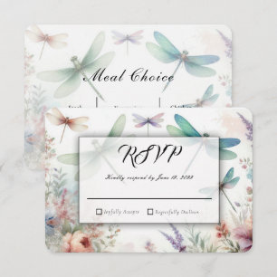 Libellen en Pastel Kleuren Bruiloft RSVP Kaartje