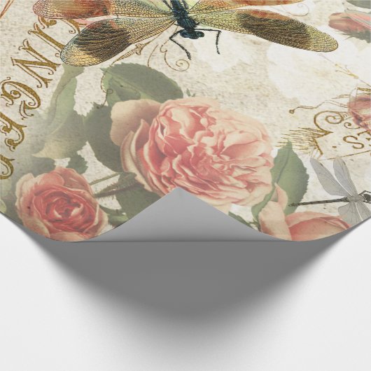  libellen en Rozen ontkoppelen Cadeaupapier (Hoek)